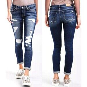 BKE Stella Ankle Slim Skinny Women’s Low Rise Distressed Stretch Jeans Size 24